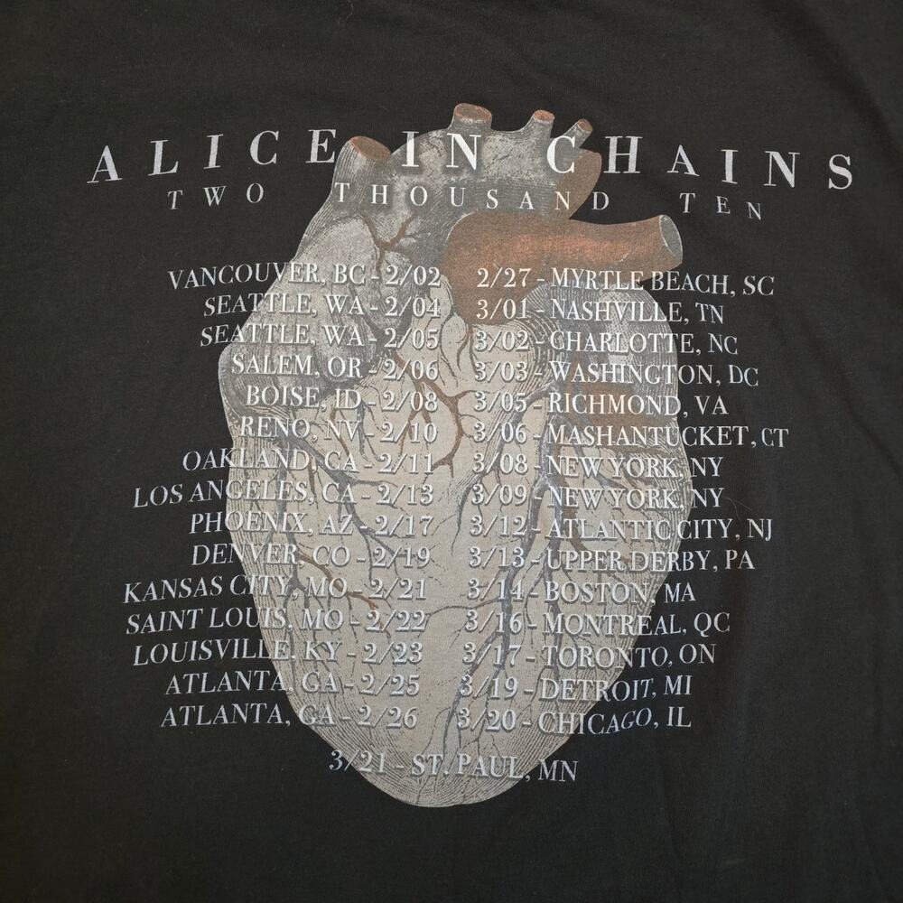 AiC Tshirt  XL Black Graphic Print Cotton Alice Chains Black Gives Way Blue 2010 - Picture 9 of 10